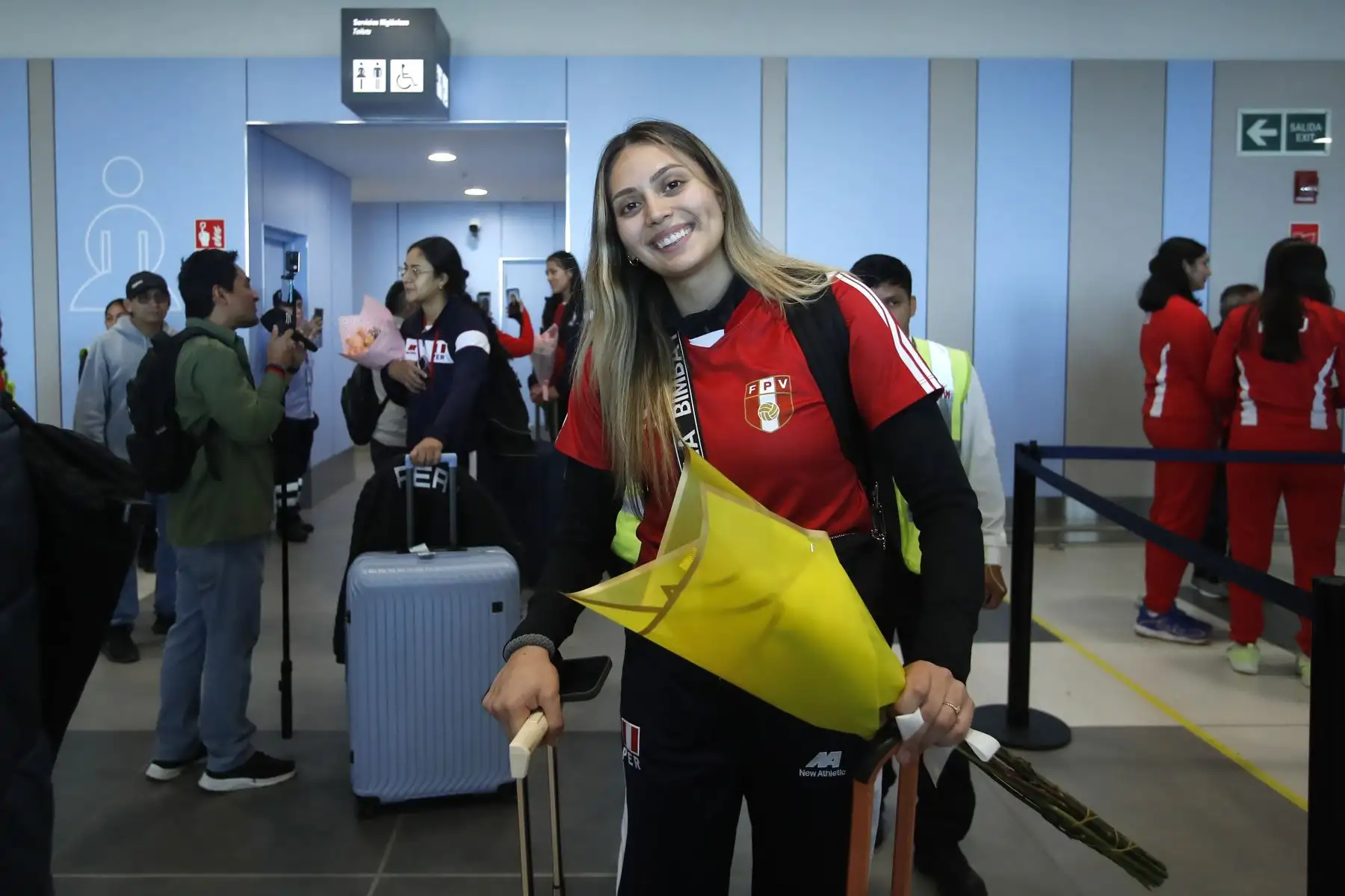Selección Peruana llega al Nuevo Aeropuerto Internacional Jorge Chávez tras su histórica participación en la Copa América de Vóley.
Foto: ANDINA/Eddy Ramos