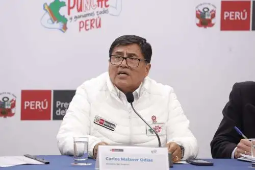 El ministro Carlos Malaver participa en conferencia de prensa en la sala Acuerdo Nacional de la PCM. Foto: ANDINA/Difusión