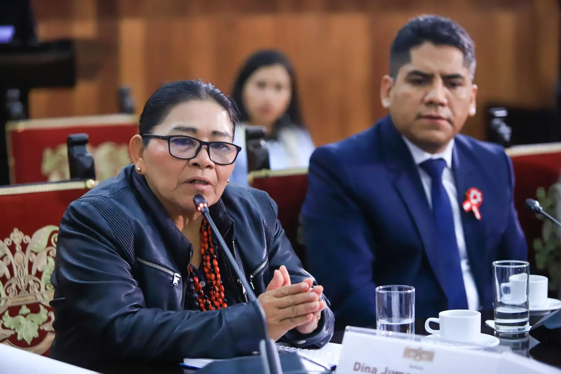 Con voluntad de diálogo y compromiso por el desarrollo, la presidenta Dina Boluarte se reunió con el gobernador regional de Pasco, Juan Luis Chombo, y la alcaldesa de Puerto Bermúdez, Dina Jumanga, para coordinar la atención inmediata de proyectos que puedan dinamizar la economía de la región. Foto: ANDINA/Prensa Presidencia