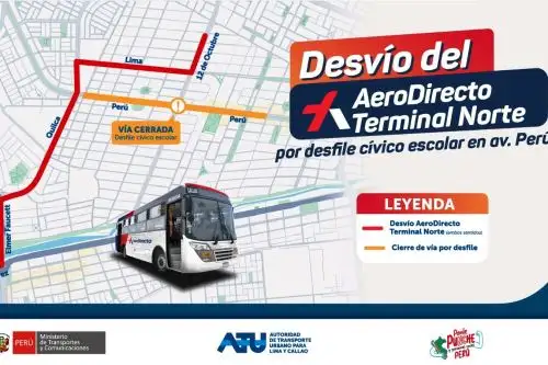 Aerodirecto y transporte público harán desvios hoy 12 de julio por desfiles escolares. Foto: ANDINA/Difusión.