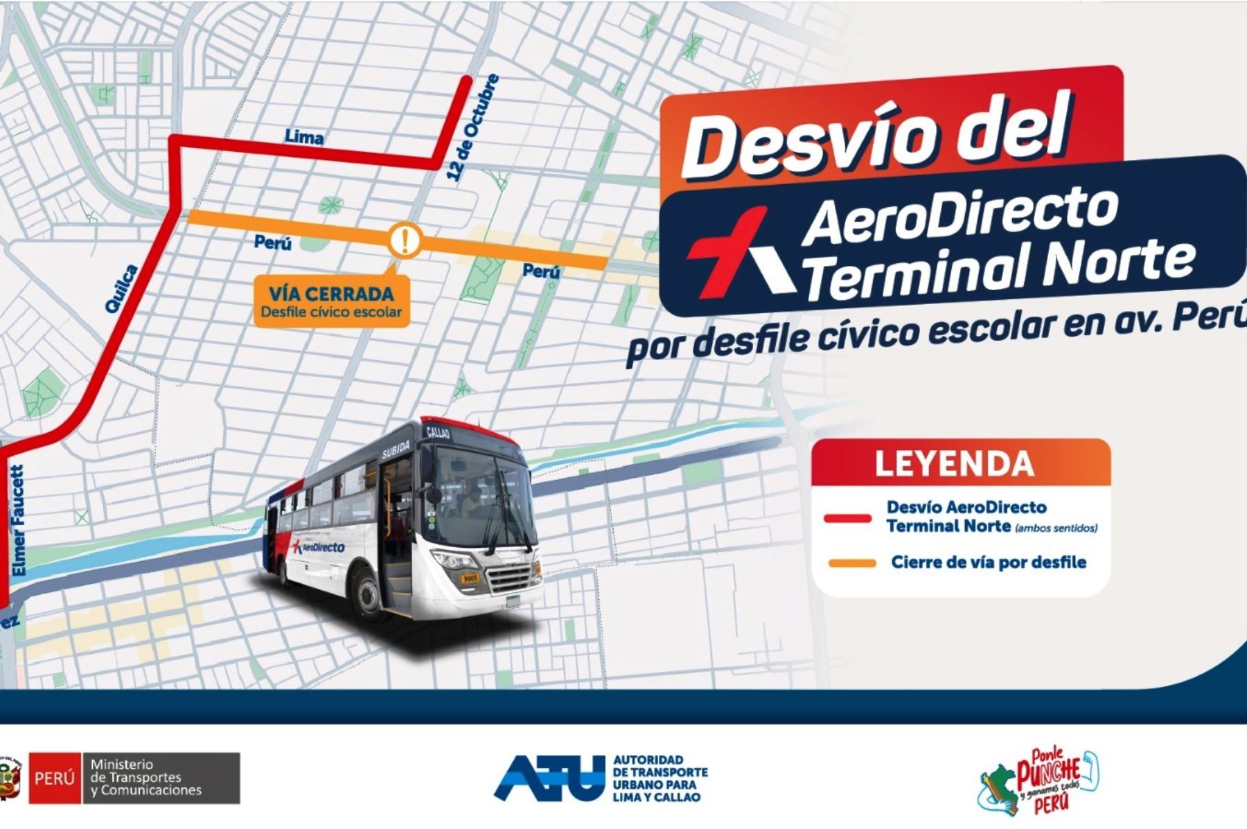 Aerodirecto y transporte público harán desvios el 11 y 12 de julio por desfiles escolares. Foto: ANDINA/Difusión.