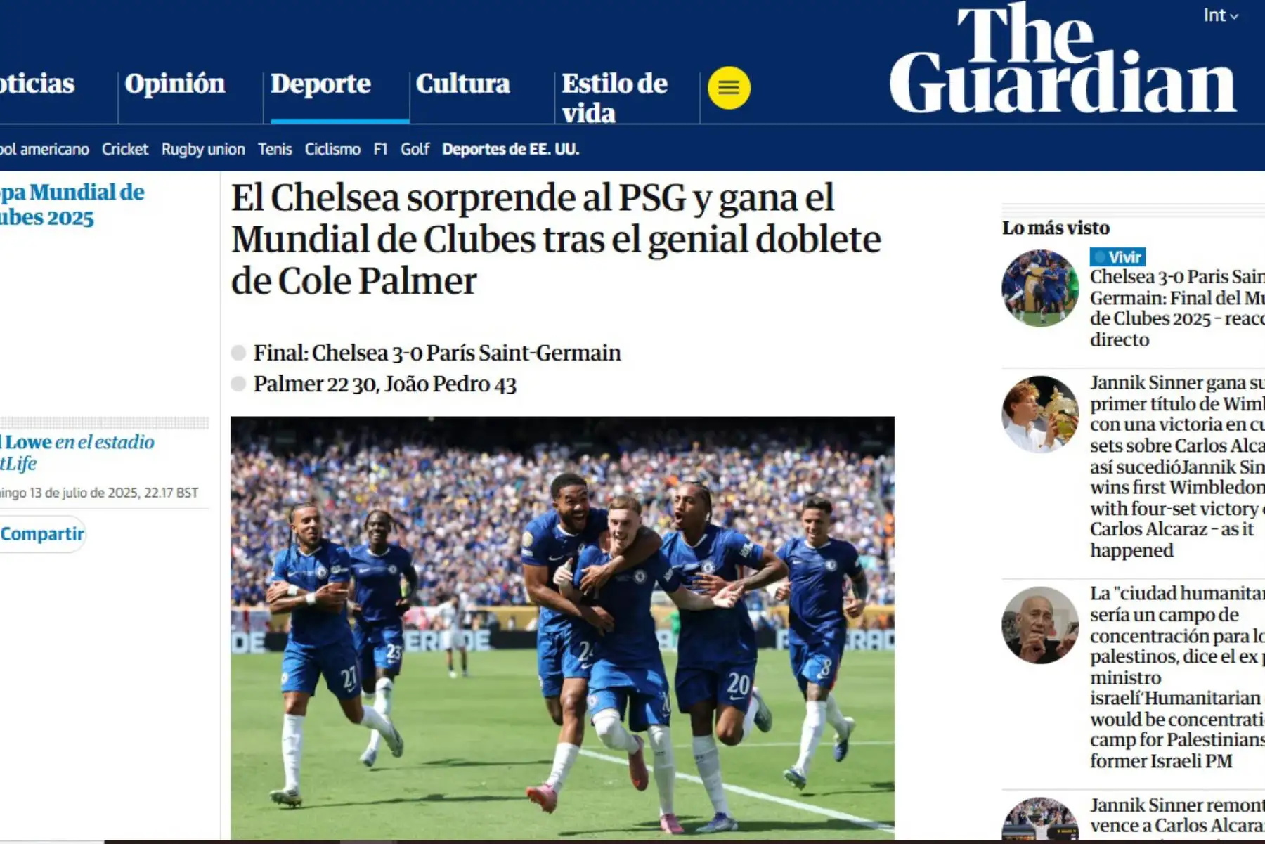 Así informaron los diarios internacionales la consagración del Chelsea como campeones de la Copa Mundial de Clubes 2025.
Foto: ANDINA/Difusión