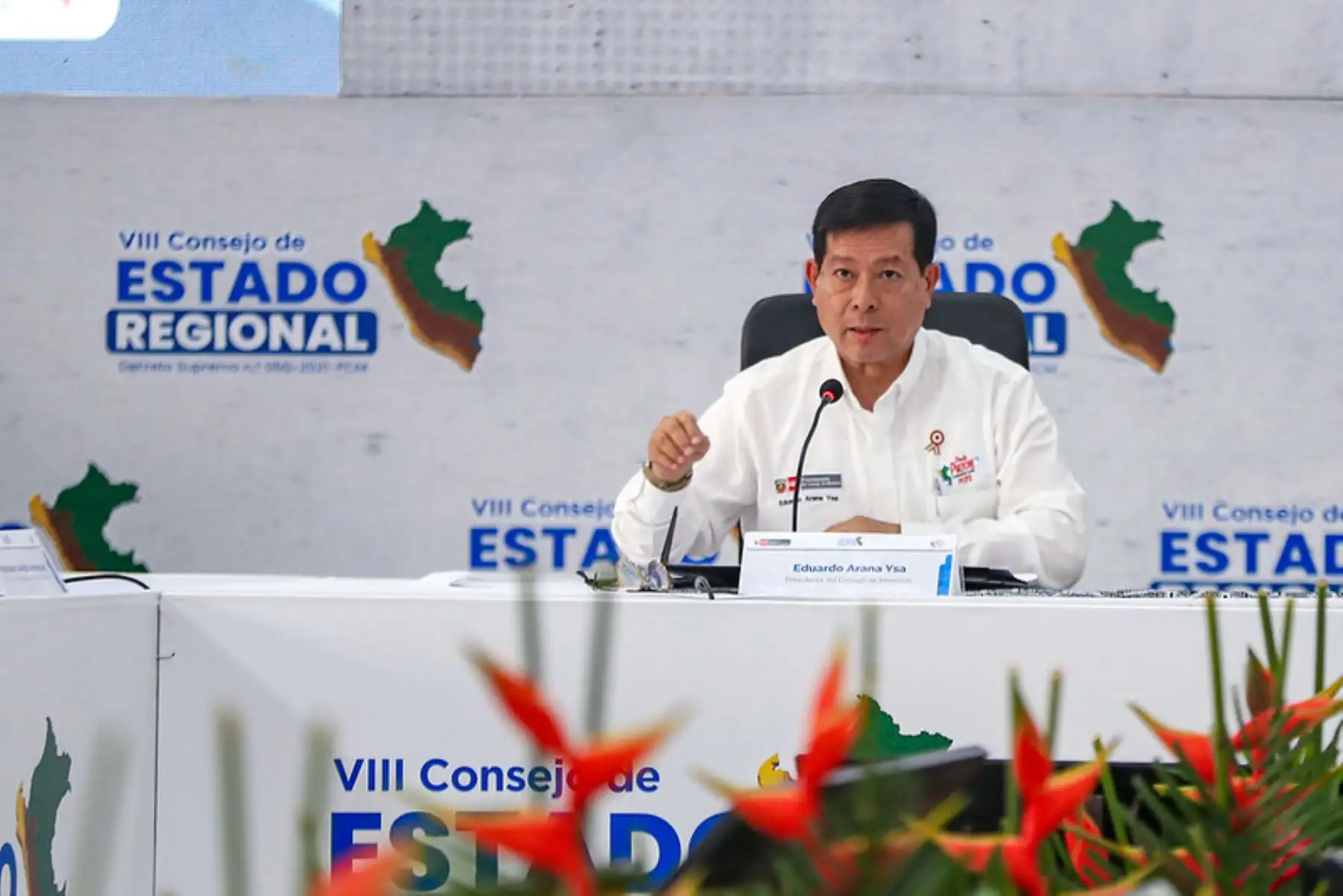 Eduardo Arana,titular de la Presidencia del Consejo de Ministros, durante el VIII Consejo de Estado Regional, que se desarrolla en la ciudad de Iquitos, capital de la región Loreto, con la participación de alrededor de 16 gobernadores regional. Foto: ANDINA/ Prensa Presidencia