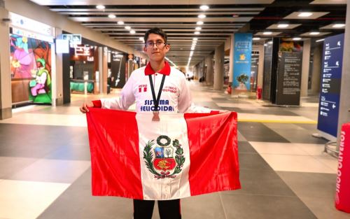 El escolar Aldo Vega Chancas obtuvo la medalla de bronce en la Olimpiada Internacional de Química en Dubái. Foto: ANDINA/Difusión