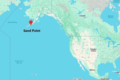Mapa de ubicación de Sand Point, en Alaska. Imagen: Google Maps.
