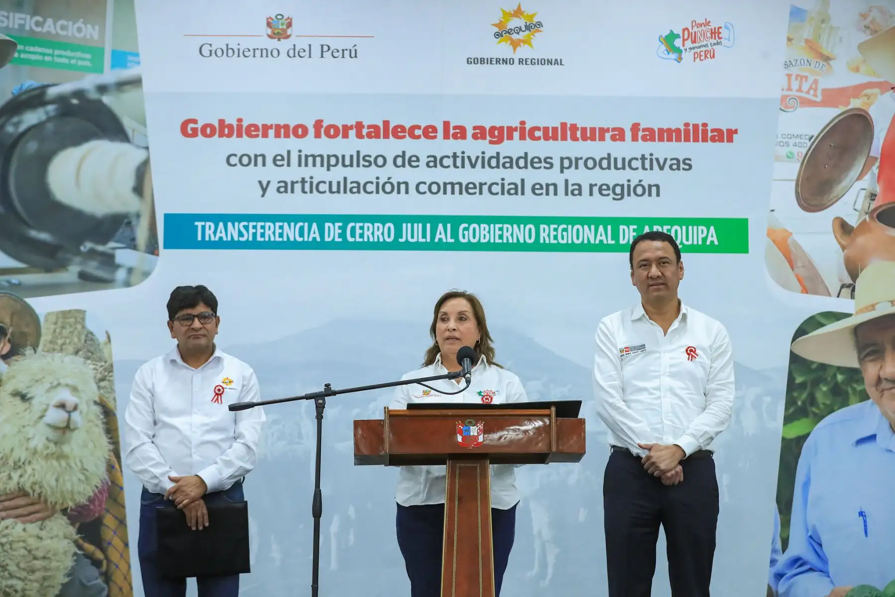 Presidenta Dina Boluarte en la ceremonia de transferencia del inmueble “CERRO JULI” al Gobierno Regional de Arequipa. Foto: ANDINA/Prensa Presidencia
