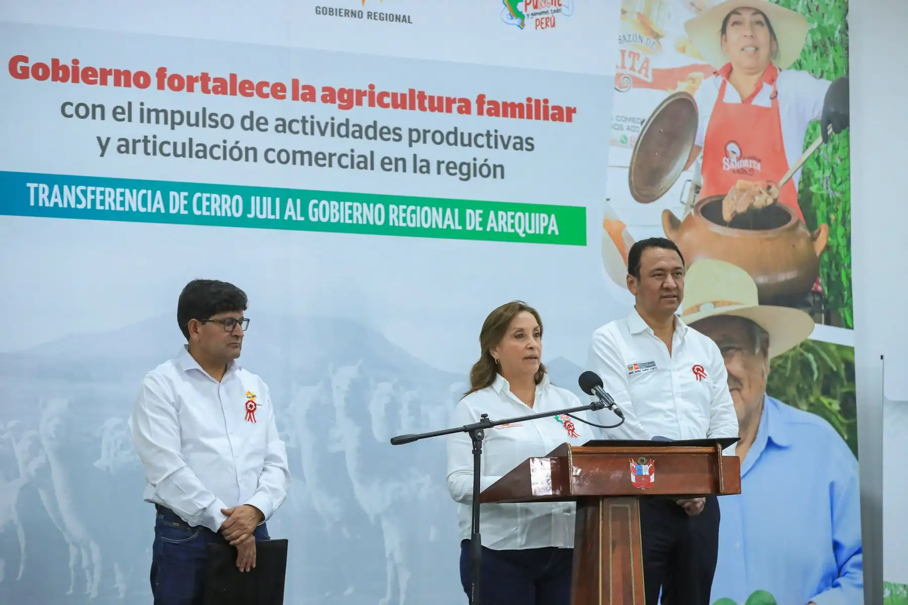 Presidenta Dina Boluarte en la ceremonia de transferencia del inmueble “CERRO JULI” al Gobierno Regional de Arequipa. Foto: ANDINA/Prensa Presidencia