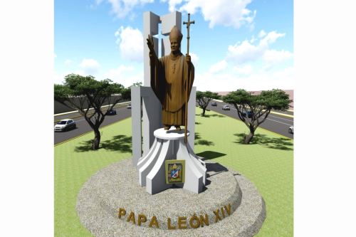 Así sería la estatua del Papa que colocarán en el ingreso sur a la ciudad de Chiclayo. ANDINA/Difusión