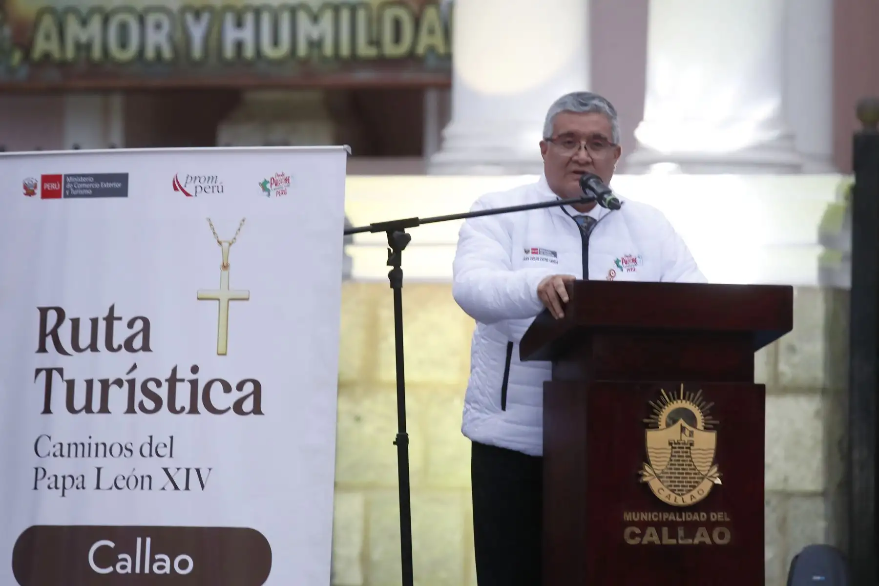 Ministros de los sectores: Agricultura, Ambiente,  Interior y Relaciones Exteriores participan en el lanzamiento  de la Ruta Turística " Caminos del Papa León XIV " en una ceremonia especial donde participan las regiones del Callao, Lambayeque, La Libertad y Piura.
Foto: ANDINA/Eddy Ramos