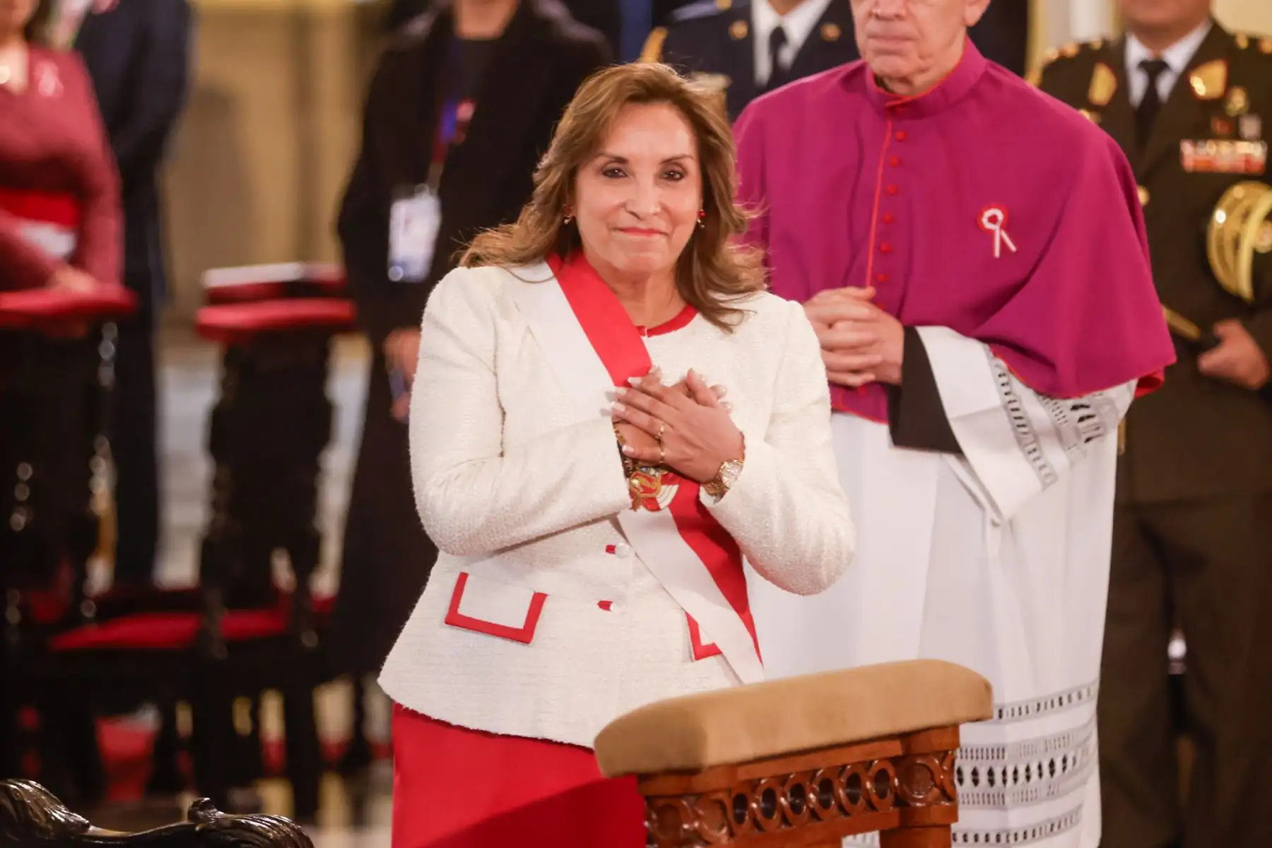 La presidenta de la república, Dina Boluarte, participa en la misa solemne y te deum, como parte de las actividades previstas con ocasión del 204.° aniversario de la proclamación de la Independencia Nacional. Foto: ANDINA/ Luis Iparraguirre