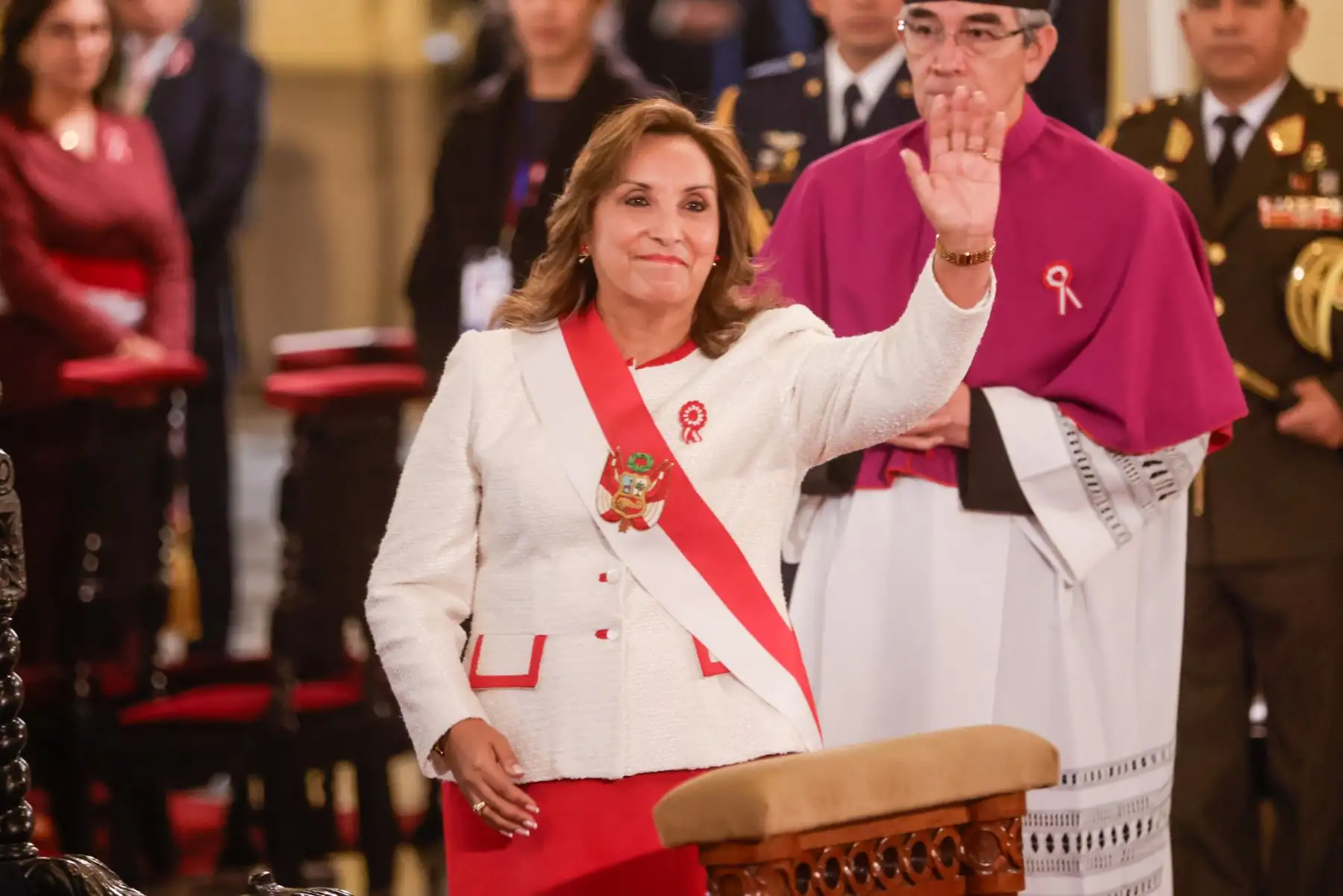 La presidenta de la república, Dina Boluarte, participa en la misa solemne y te deum, como parte de las actividades previstas con ocasión del 204.° aniversario de la proclamación de la Independencia Nacional. Foto: ANDINA/ Luis Iparraguirre