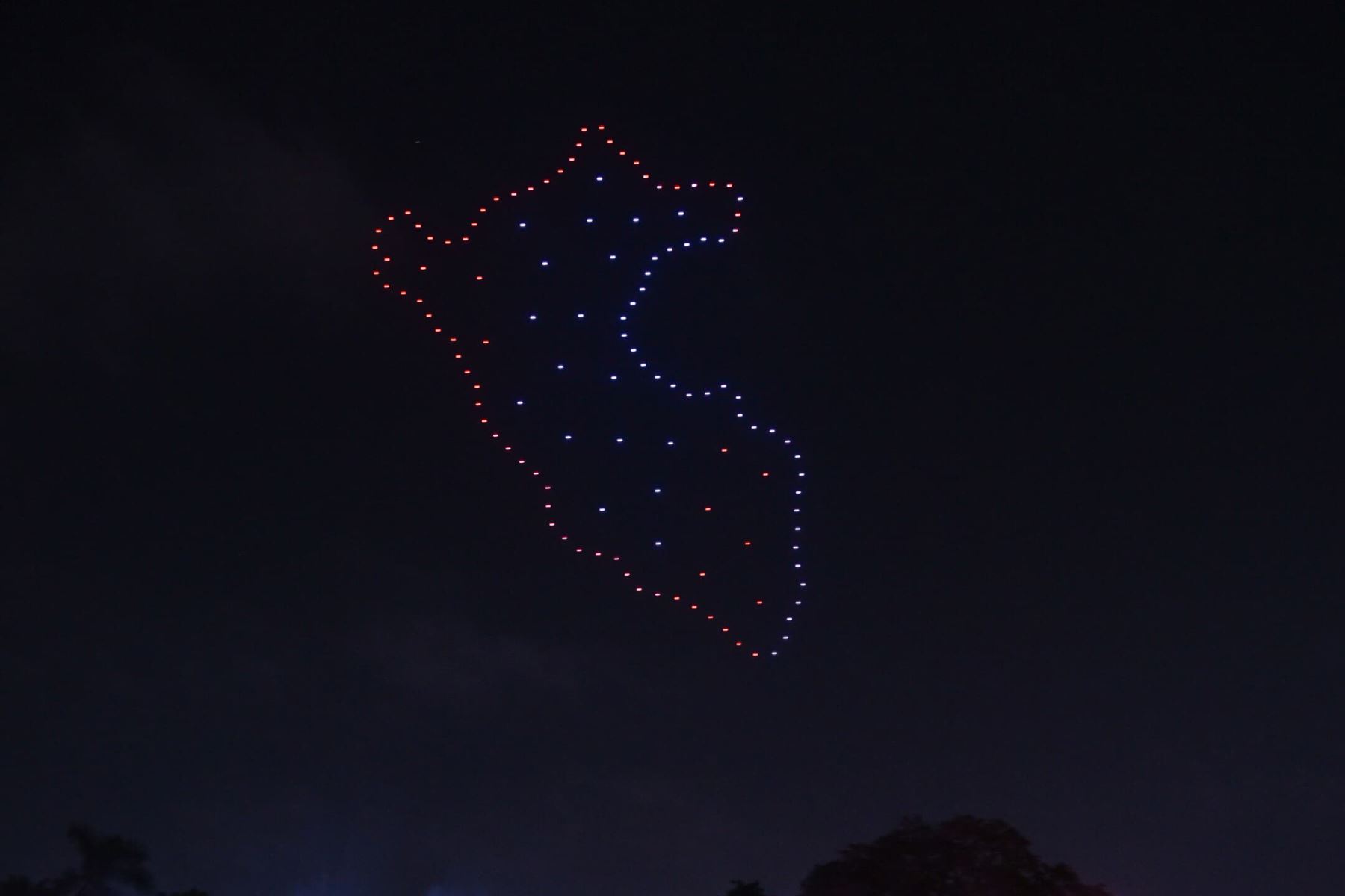 Más de cien drones iluminaron el cielo limeño como estrellas en movimiento y lo transformaron en una gran pantalla de luces. Foto: ANDINA/Serpar