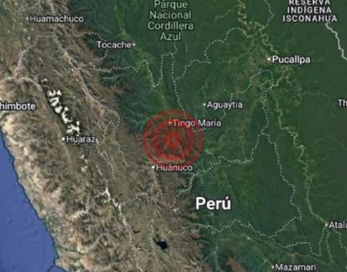 El epicentro del temblor de magnitud 4.0 se localizó cerca de la ciudad de Tingo María, en la selva de la región Huánuco.