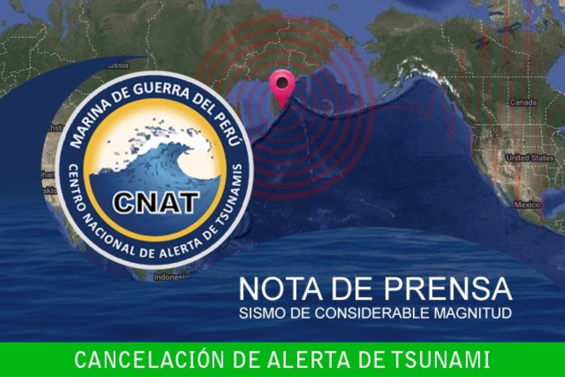La DHN emitió alerta tras terremoto de magnitud 8.8 frente a la costas del sur de la península rusa de Kamchatka. Foto: DHN