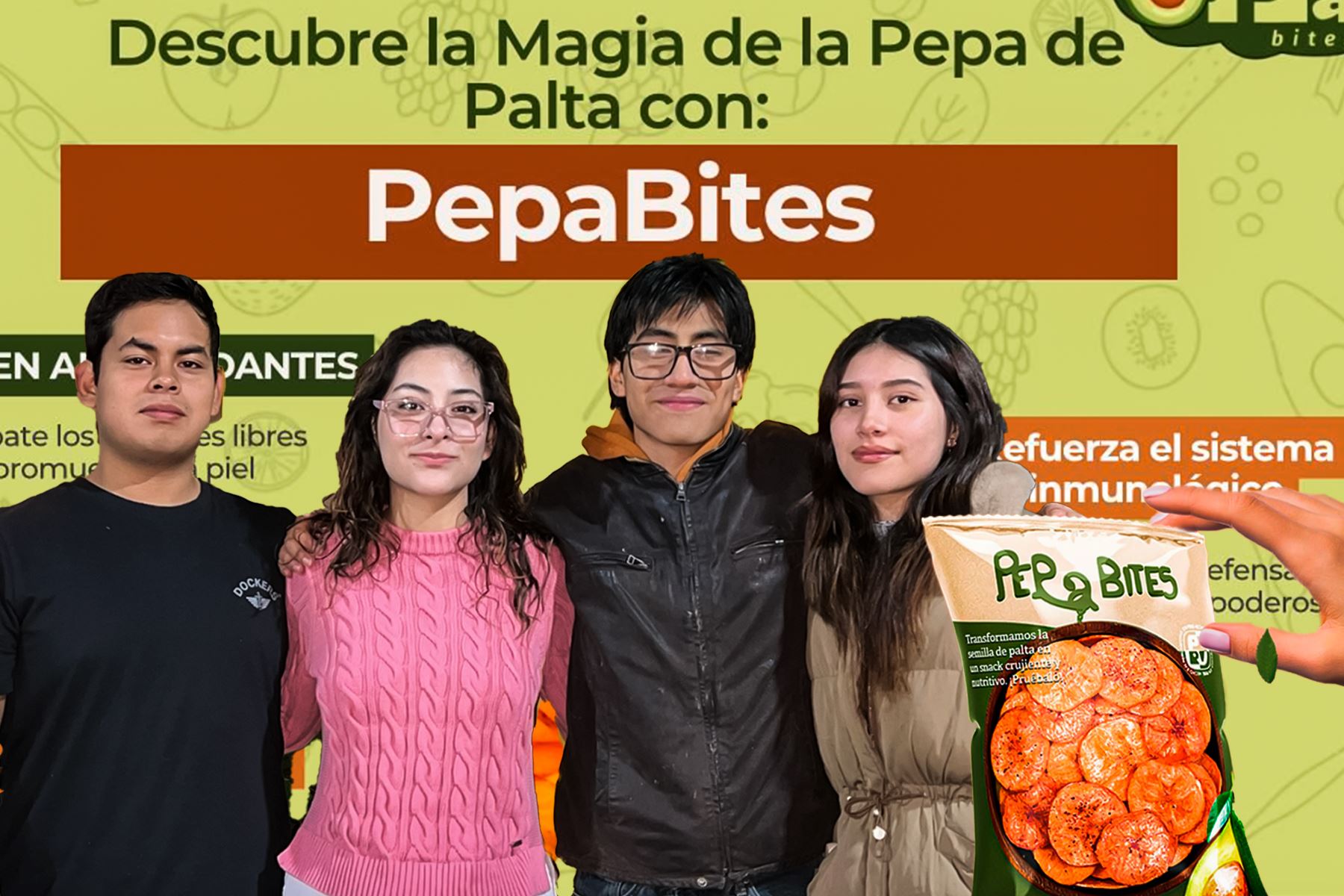 Cuatro estudiantes de la UPN crean producto saludable, sostenible e innovador: "Pepa Bites", producto a base de pepas de palta. Foto: ANDINA/Difusión