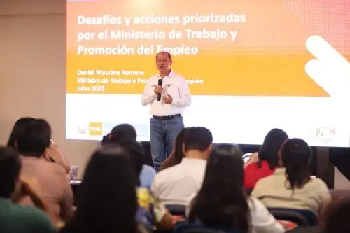 Ministro de Trabajo y Promoción del Empleo, Daniel Maurate Romero, invocó a los empresarios de la región Ucayali a fortalecer su capital humano y los servicios gratuitos de capacitación laboral que brinda el Estado. Foto: Cortesía.