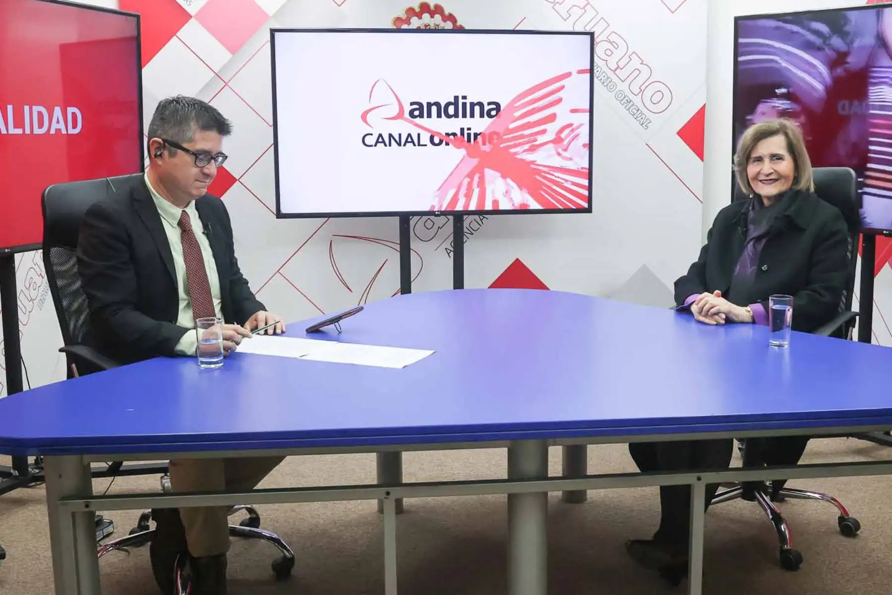 La presidenta del Tribunal Constitucional, Luz Pacheco visita nuestro estudio para mayor detalle sobre los límites que acaba de poner el TC en los procesos de extinción de dominio Foto: ANDINA/Carlos Américo Lezama Villantoy