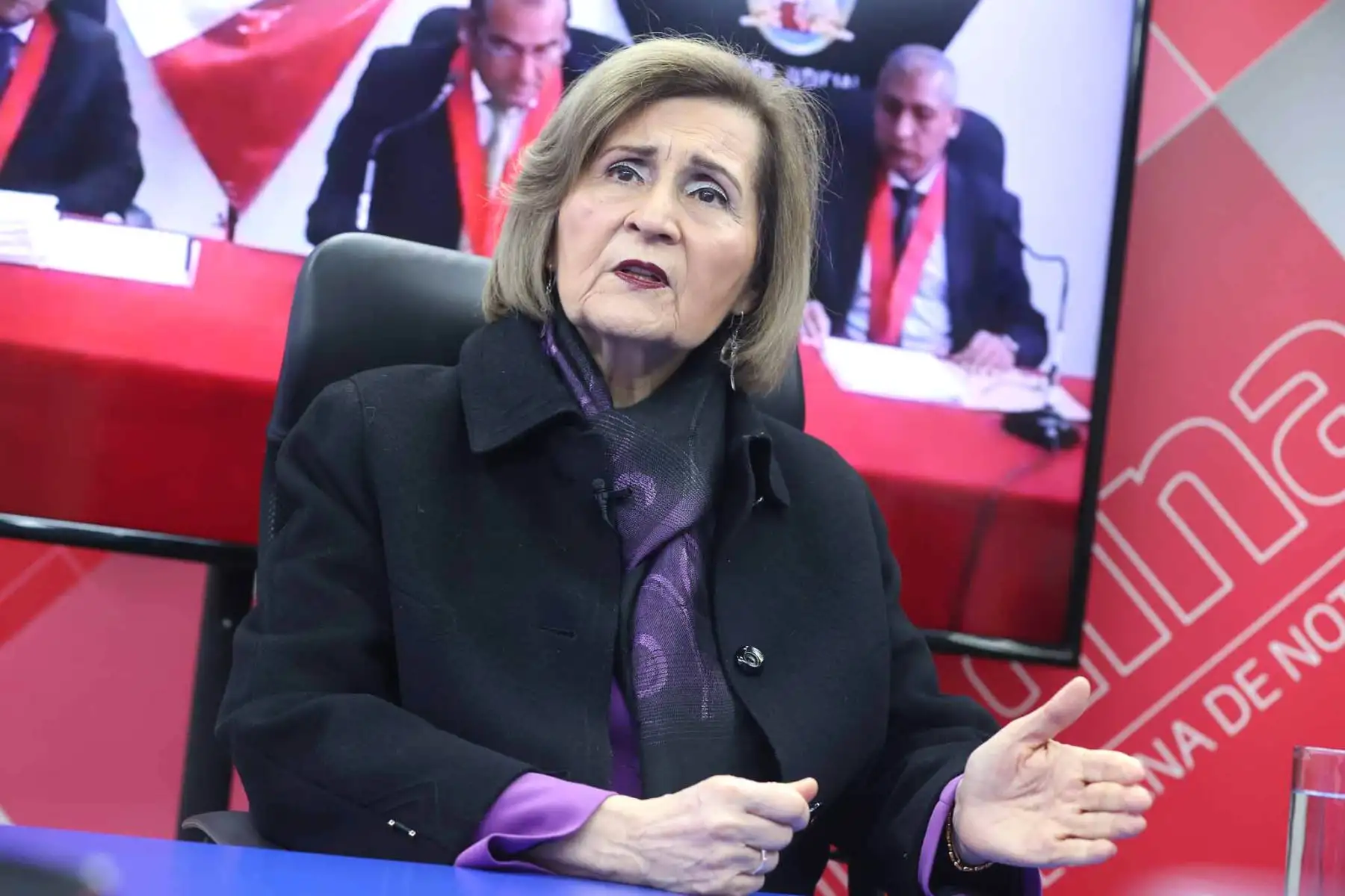 La presidenta del Tribunal Constitucional, Luz Pacheco visita nuestro estudio para mayor detalle sobre los límites que acaba de poner el TC en los procesos de extinción de dominio Foto: ANDINA/Carlos Américo Lezama Villantoy