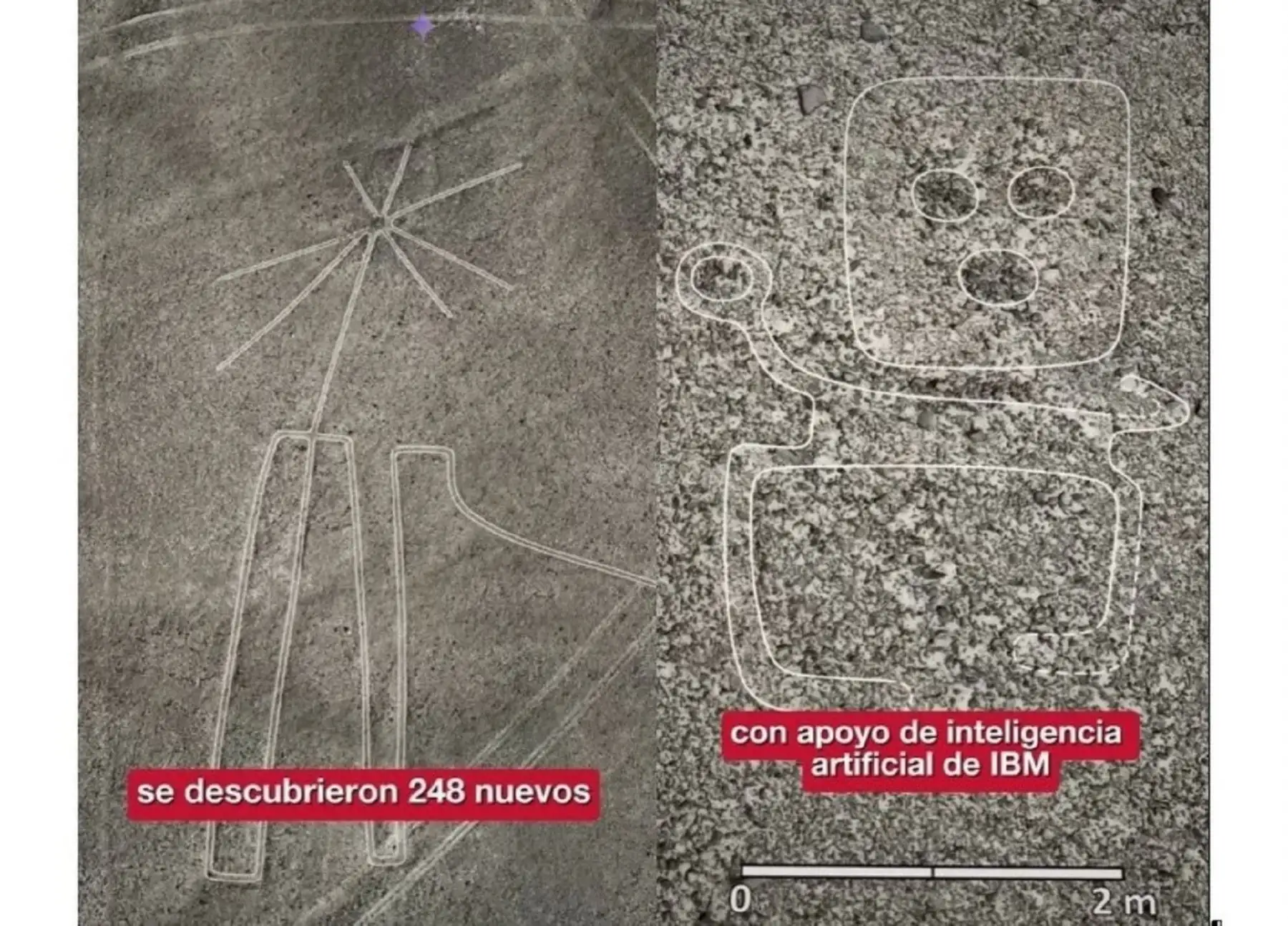 Un nuevo hallazgo de 248 geoglifos fueron hallados en la zona arqueológica de las Líneas de Nasca. El descubrimiento fue realizado por investigadores japoneses encabezados por Masato Sakai quien se presentó en el en el Pabellón Perú en la Expo 2025 Osaka Kansai.
