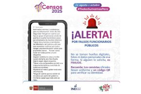 INEI alerta por falsos funcionarios que intentan cometer fraudes y robos en viviendas. Foto: ANDINA/Difusión