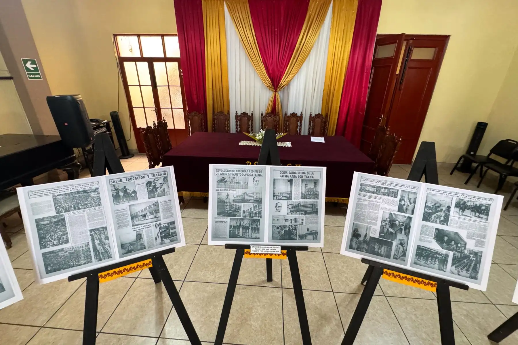Detalles y objetos simbólicos dentro de la sede central de la Benemérita Sociedad de Auxilios Mutuos de Señoras de Tacna, organización civil fundada en 1897 que conserva el legado histórico y patriótico de las mujeres y maestras tacneñas durante la ocupación chilena. Foto: ANDINA/Daniel Bracamonte