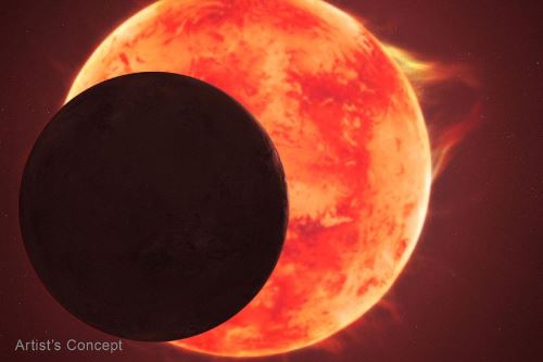 Esta concepción artística representa al planeta TRAPPIST-1 d pasando frente a su estrella turbulenta, con otros miembros del compacto sistema mostrados al fondo. Foto: NASA, ESA, CSA, Joseph Olmsted (STScI)