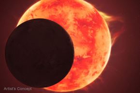 Esta concepción artística representa al planeta TRAPPIST-1 d pasando frente a su estrella turbulenta, con otros miembros del compacto sistema mostrados al fondo. Foto: NASA, ESA, CSA, Joseph Olmsted (STScI)