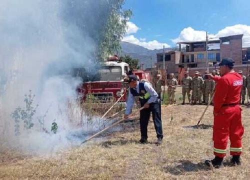 Brigadistas, bomberos, policías, soldados y líderes comunitarios de Áncash fueron capacitados en el combate contra los incendios forestales. ANDINA/Difusión