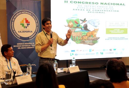 Especialistas en áreas de conservación de 25 regiones del país se reúnen en Cajamarca para compartir sus experiencias en el II Congreso Nacional de Intercambio de Experiencias entre Áreas de Conservación Regional del Perú – 2025. ANDINA/Difusión