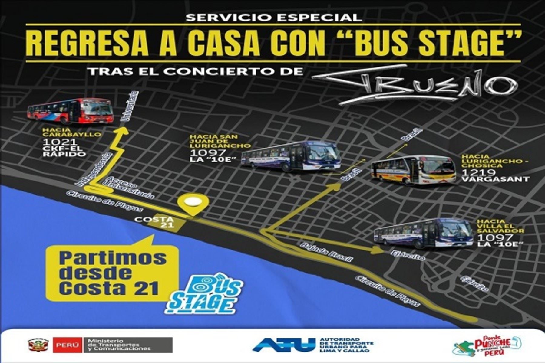 La ruta de transporte de este servicio abordará tres ruta, pero cubrirá cuatro destinos: norte, centro, sur y este de la capital. Foto: ANDINA/Difusión