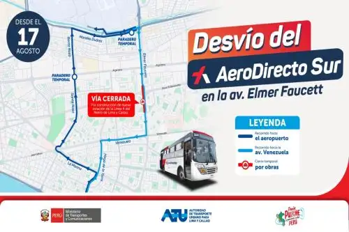 La entidad presentó el mapa del plan de desvío y recomendó a los usuarios tomar precauciones para evitar contratiempos en el traslado al terminar aéreo. Foto: ANDINA/Difusión