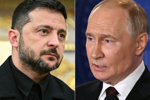 Presidentes de Ucrania, Volodímir Zelenski, y de Rusia, Vladímir Putin. Foto: AFP.