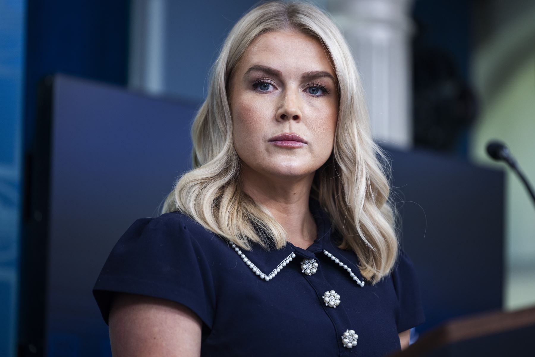 Portavoz de la Casa Blanca Karoline Leavitt, durante una rueda de prensa en Washington. Foto: EFE