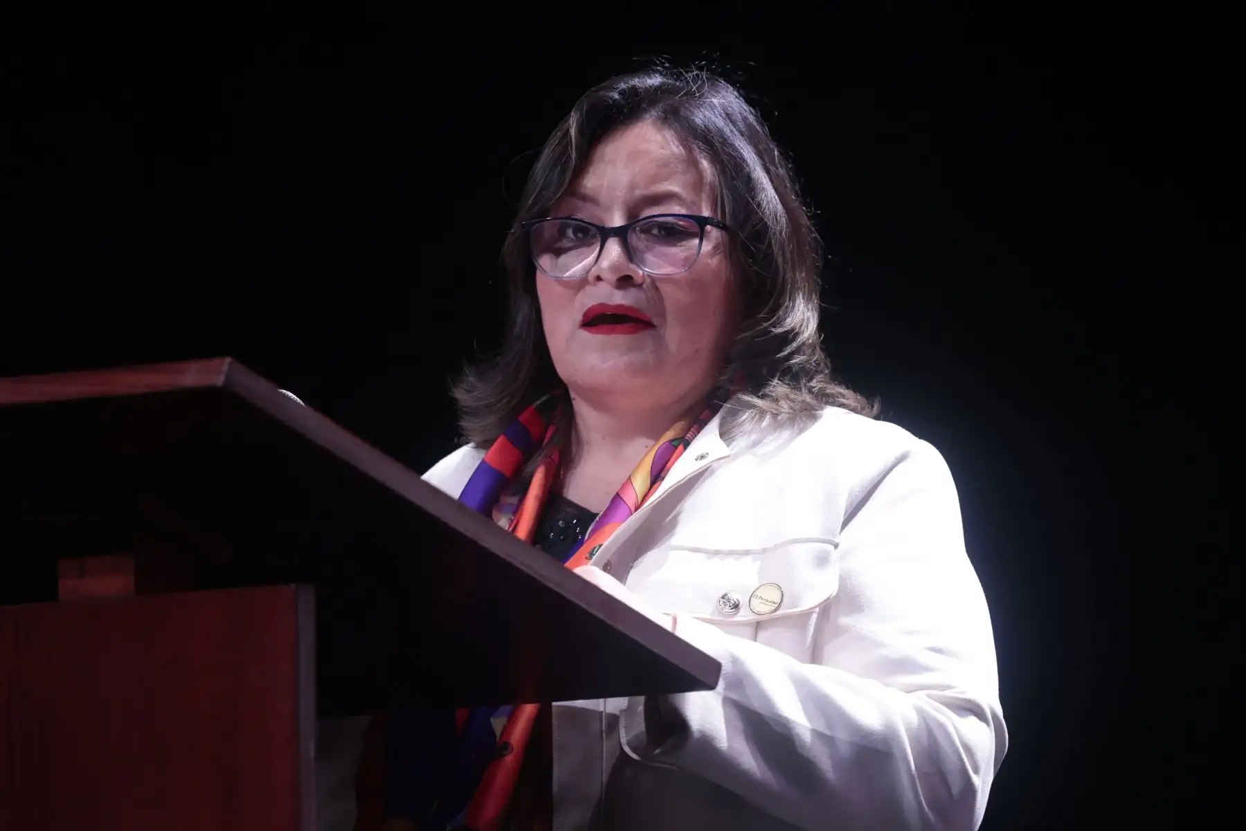 La periodista del Diario Oficial El Peruano, Edda Toscano, expone durante el segundo día de las conferencias "El Peruano: 200 años de Comunicación Oficial y Seguridad Jurídica", que se realiza en el Centro de Convenciones NOS PUCP de San Isidro.  
Foto: ANDINA/Vidal Tarqui