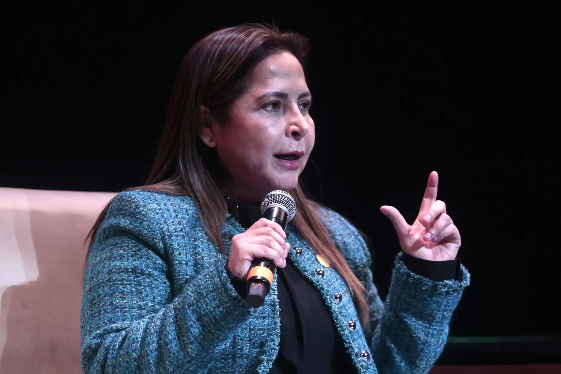 La periodista del Diario Oficial El Peruano, María Ávalos, expone durante el conversatorio "El día a día del Diario El Peruano", en el marco del segundo día de las conferencias "El Peruano: 200 años de Comunicación Oficial y Seguridad Jurídica", que se realiza en el Centro de Convenciones NOS PUCP de San Isidro. Foto: ANDINA/Vidal Tarqui