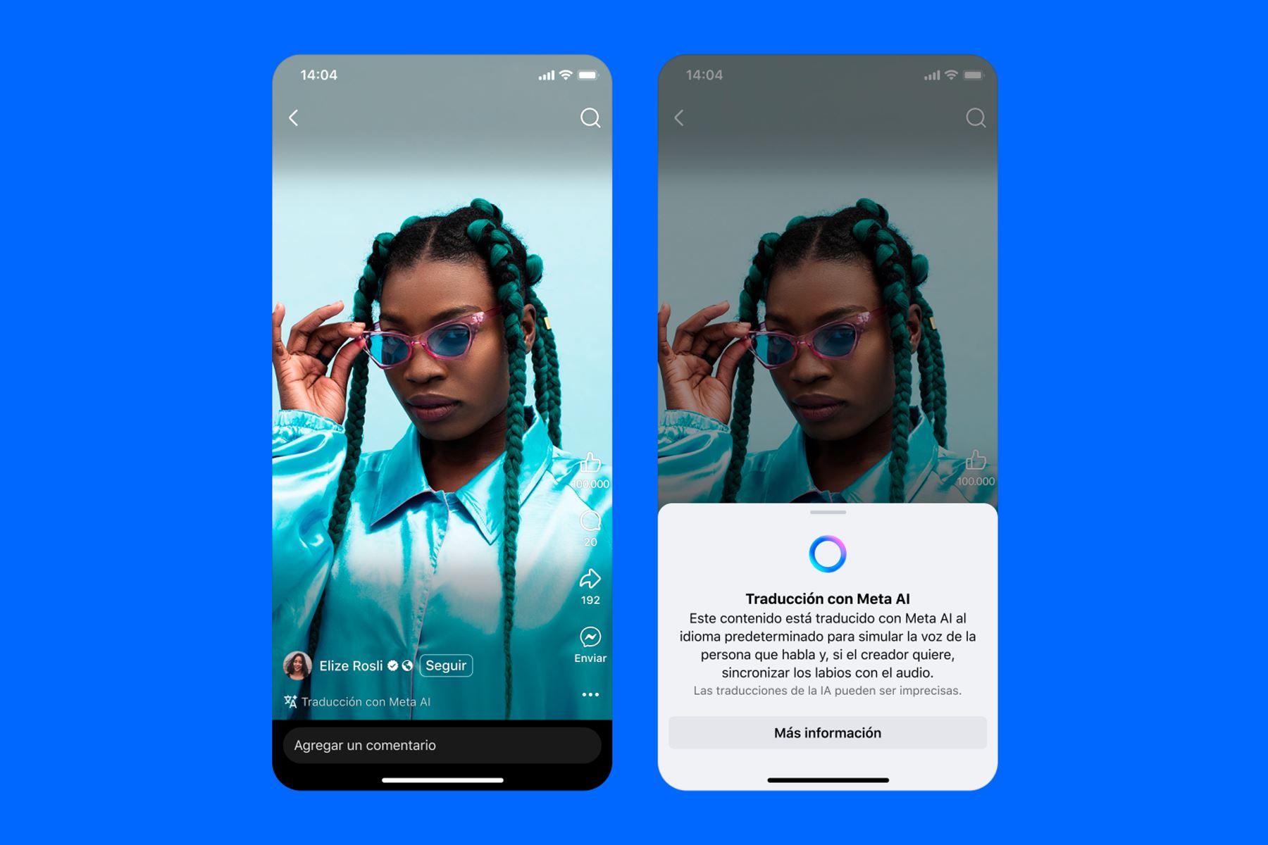 A partir de hoy se amplía el acceso de las traducciones de Meta AI, una herramienta sin costo que -una vez activada- traduce automáticamente y sincroniza los labios de tus reels a otro idioma.