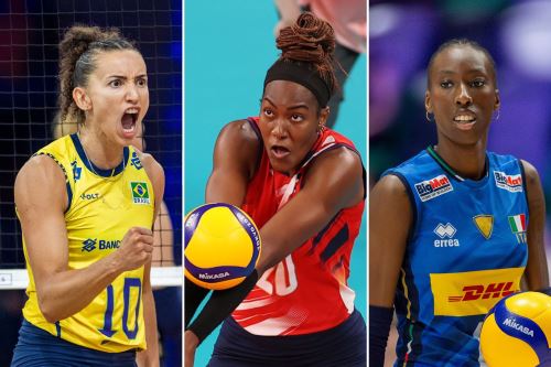 Paola Egonu, Brayelin Martínez y Gabriela Guimarães
