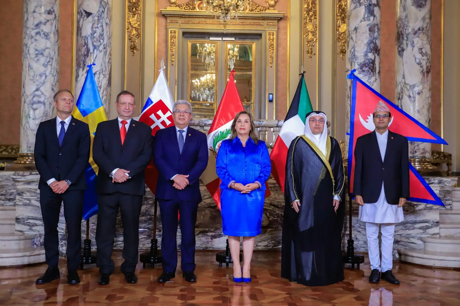 Ceremonia de Presentación de Cartas Credenciales Embajadores Residentes y Embajadores Concurrentes Bélgica, Guatemala, República Eslovaca, Kuwait, Suecia y Nepal. Foto: ANDINA/Prensa Presidencia