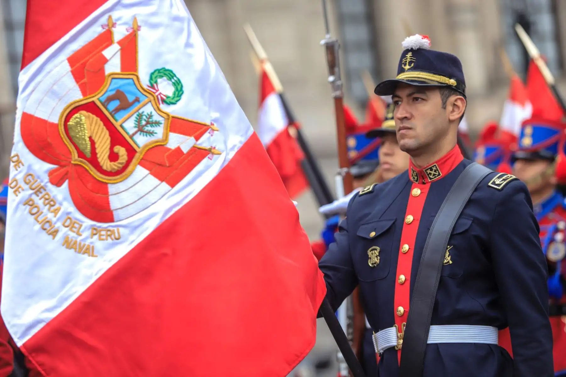 La presidenta Dina Boluarte lidera la ceremonia por el Día de la Defensa Nacional, en Palacio de Gobierno.
Foto: ANDINA/Prensa Presidencia