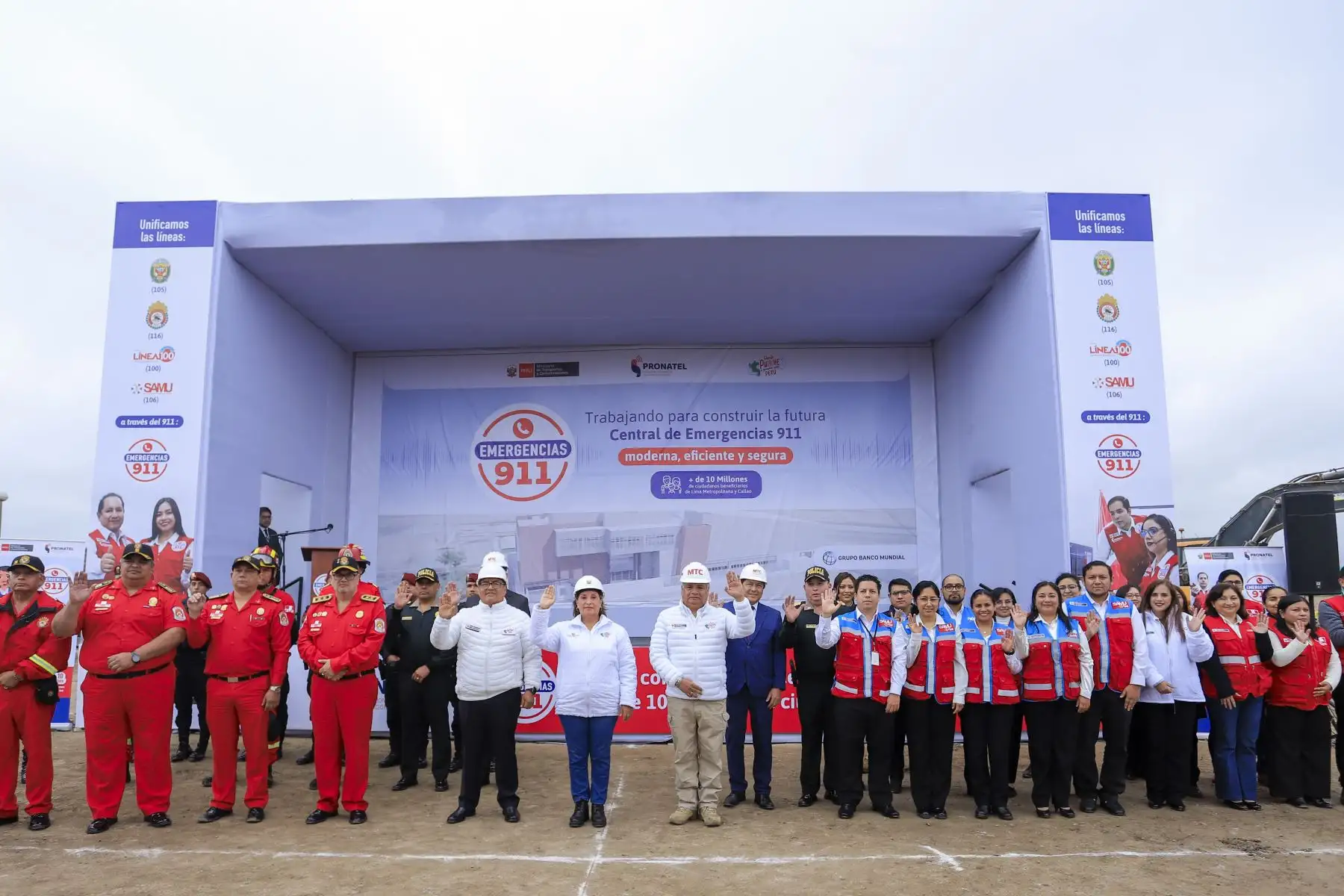La presidenta Dina Boluarte lidera la ceremonia de inicio de obras de la Central de Emergencias 911, en Chorrillos. Foto: ANDINA/ Prensa Presidencia