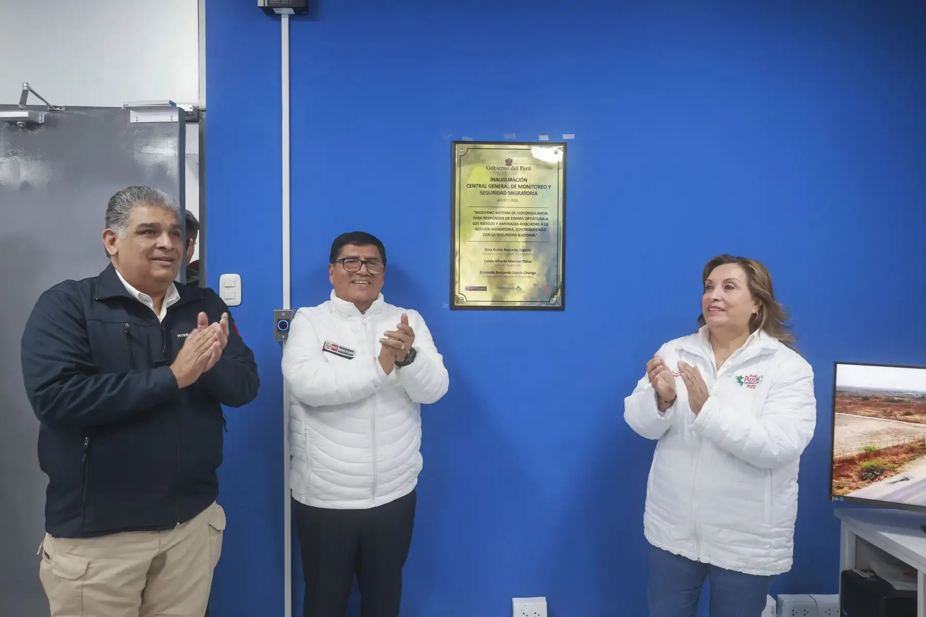 La presidenta Dina Boluarte, participa en la inauguración de la Central General de Monitoreo y Seguridad Migratoria en Breña. Foto: ANDINA/ Prensa Presidencia