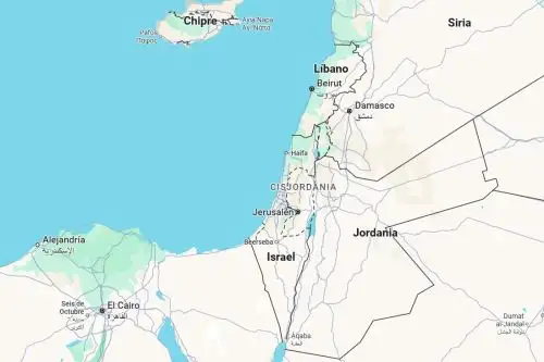 Mapa de ubicación: Líbano e Israel en Oriente Medio. Imagen: Google Maps.