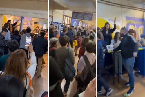 Capturas de videos en redes sociales que muestran los enfrentamientos en la Universidad de Buenos Aires. Foto: Composición con imágenes de X.