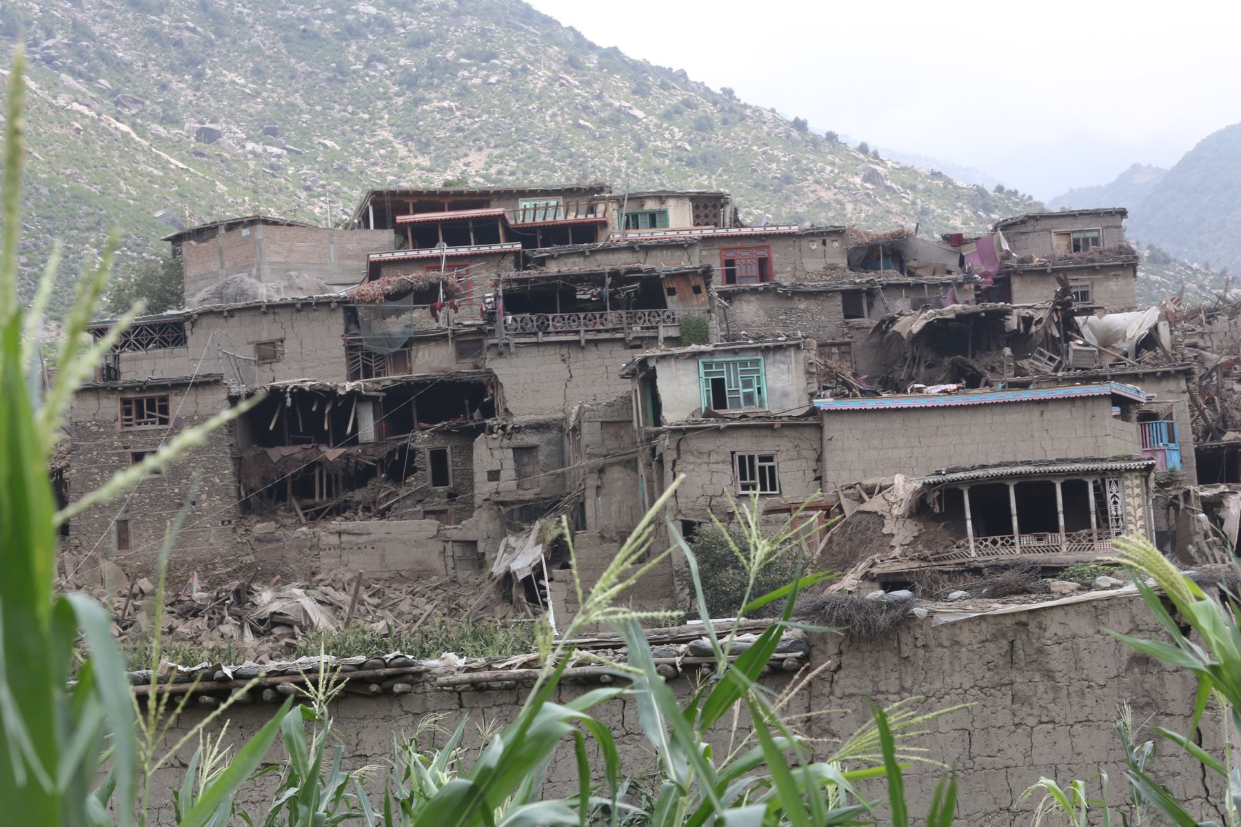 Casas dañadas tras un terremoto en Kunar, Afganistán. Al menos 800 personas murieron y unas 2.000 resultaron heridas tras un terremoto superficial de magnitud 6,0 ​​y varias réplicas que sacudieron Nangarhar y Kunar, en el este de Afganistán. Foto: AFP