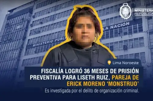 Pieza gráfica de la Fiscalía para dar cuenta de la prisión preventiva a Liseth Ruiz. Imagen: Ministerio Público/Difusión.