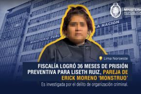 Pieza gráfica de la Fiscalía para dar cuenta de la prisión preventiva a Liseth Ruiz. Imagen: Ministerio Público/Difusión.