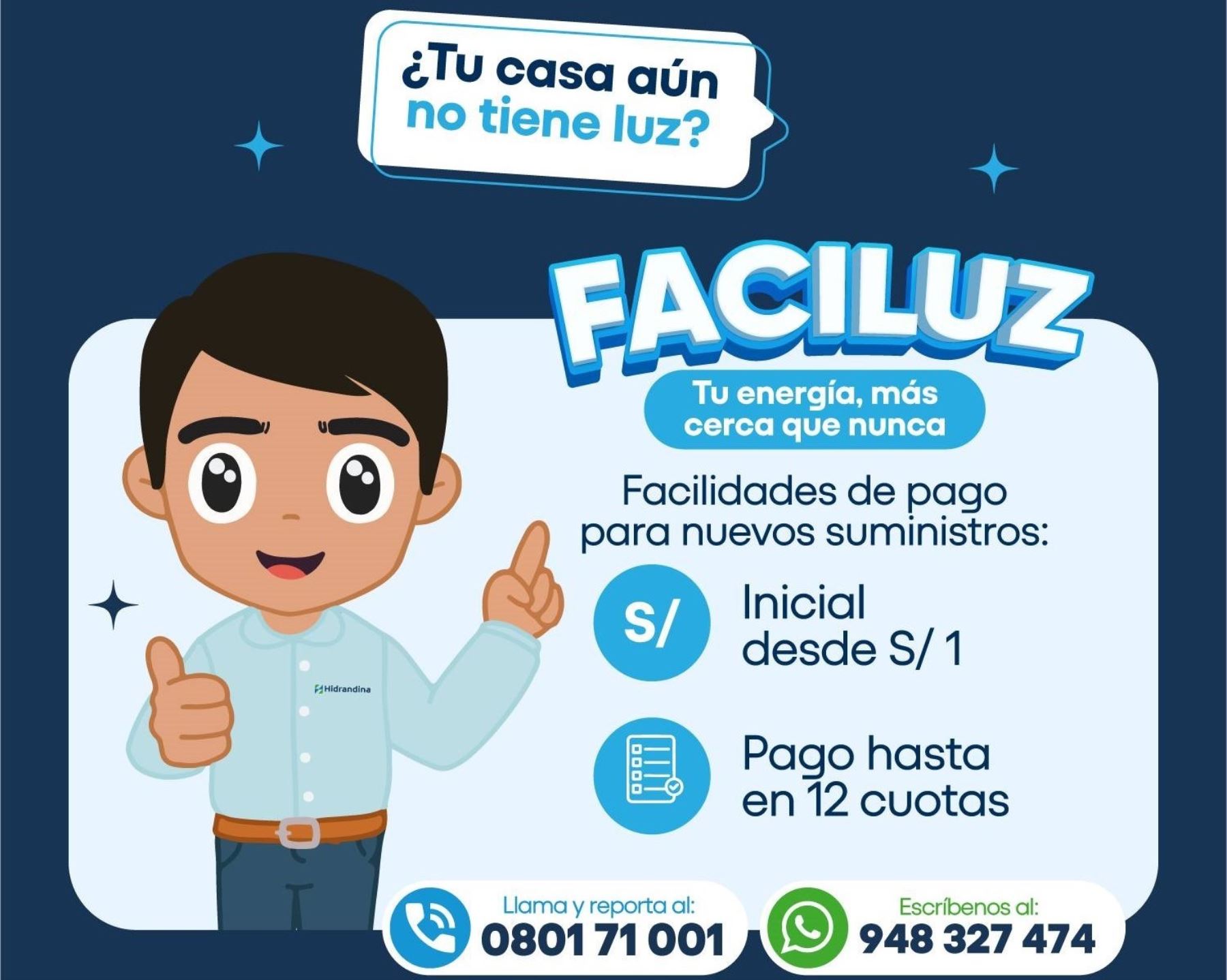 Empresa Hidrandina puso en marcha en Cajamarca el programa "Faciluz" que beneficiará a 600 familias con inclusión energética.