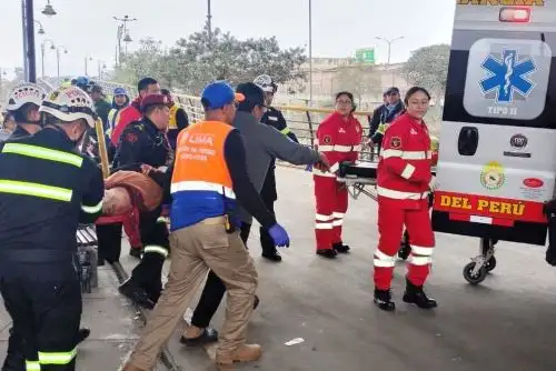 Miniván cae del puente Ricardo Palma al Parque de la Muralla y deja 9 heridos. Foto: ANDINA/Difusión.