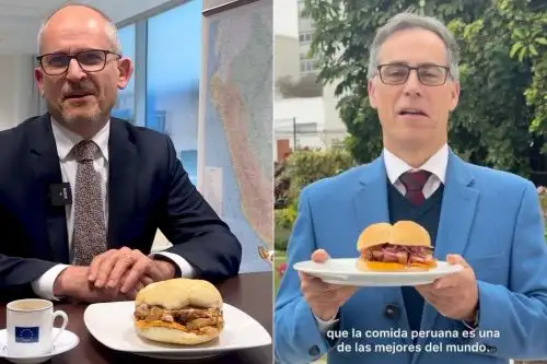 Embajadores en el Perú se rinden ante el pan con chicharrón en vísperas del resultado final del Mundial de Desayunos de Ibai Llanos. Foto: Ilustración: