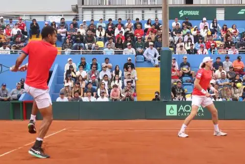 Copa Davis:Juan Pablo Varillas e Ignacio Buse saltan a la cancha para disputar el partido de dobles frente a los portugueses Nuno Borges y Francisco Cabral